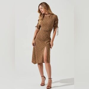 Astr Brown Floral Midi Dress